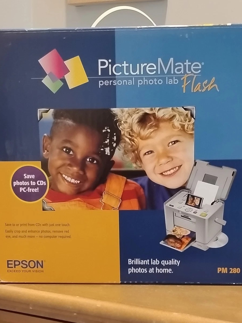 Epson PictureMate Flash Personal Photo Lab - Blue and Yellow Box